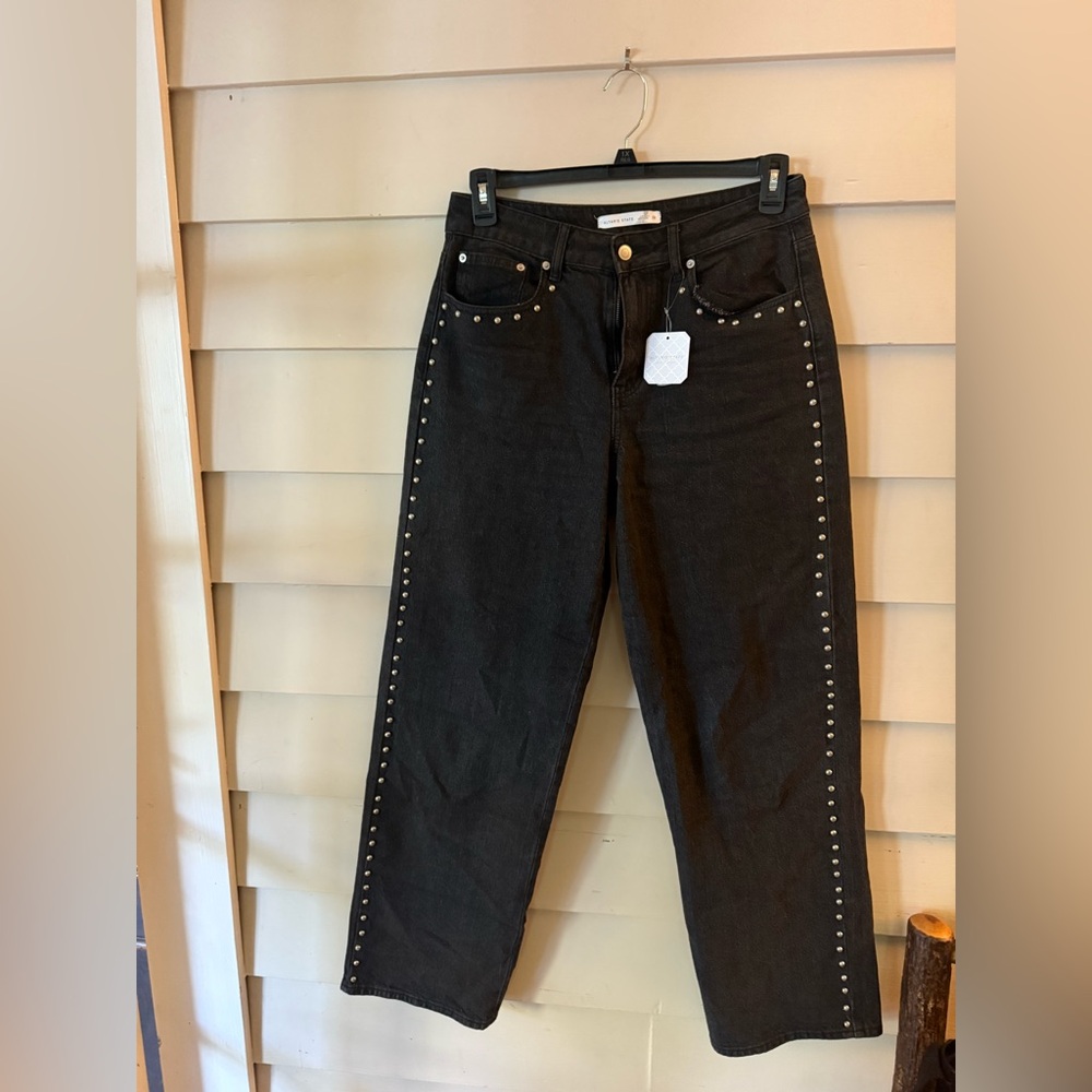 Altar'd State Black Studded Straight Leg Jeans